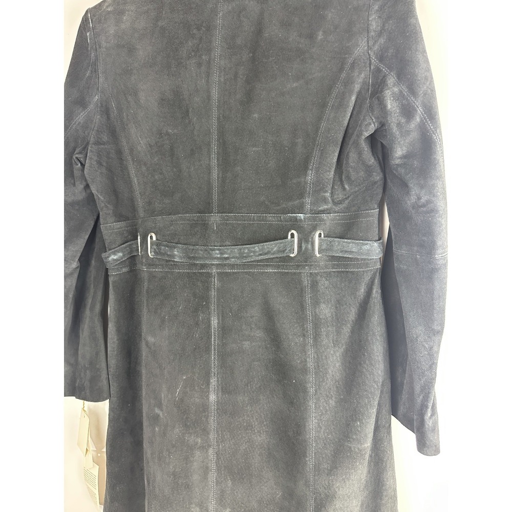 Vtg Margaret Godfrey x Bloomingdale's Suede Leather Belted Trench Coat Womens 14 - Picture 14 of 16